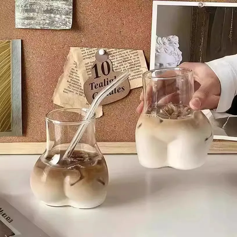 

2PCS Butt Drinking Cups Transparent Borosilicate Glass Coffee Mug Funny Coffee Mug Glass Women Body Ass Cup Milk Water Mugs