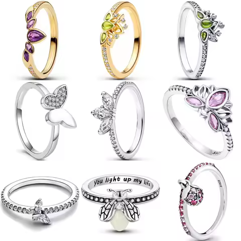 S925 Silver Eternity Band Ring For Women Full Color Zircon Butterfly Crown Firefly Minimalist Stackable Design Wedding Jewelry