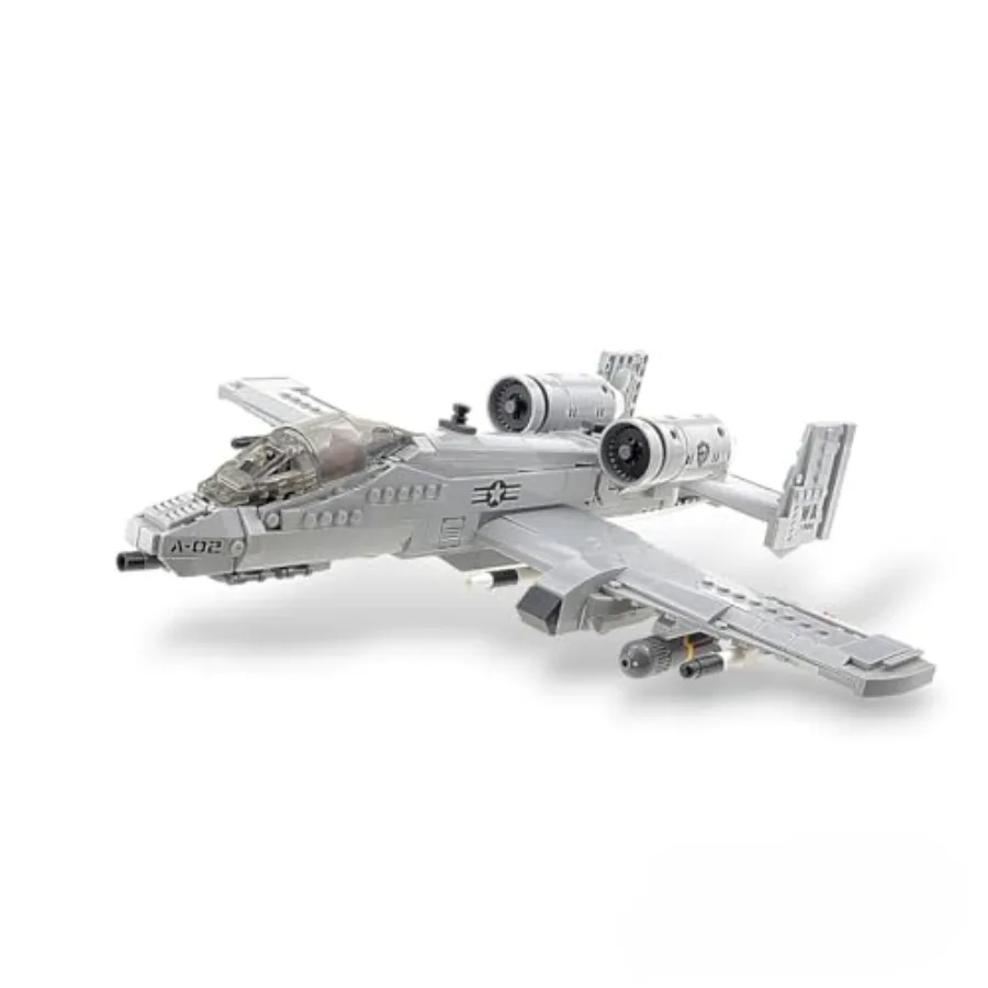 

Military model kit for adults: A-10 Warthog fighter jet building set, 961pcs, gray ABS plastic, realistic detail and display st