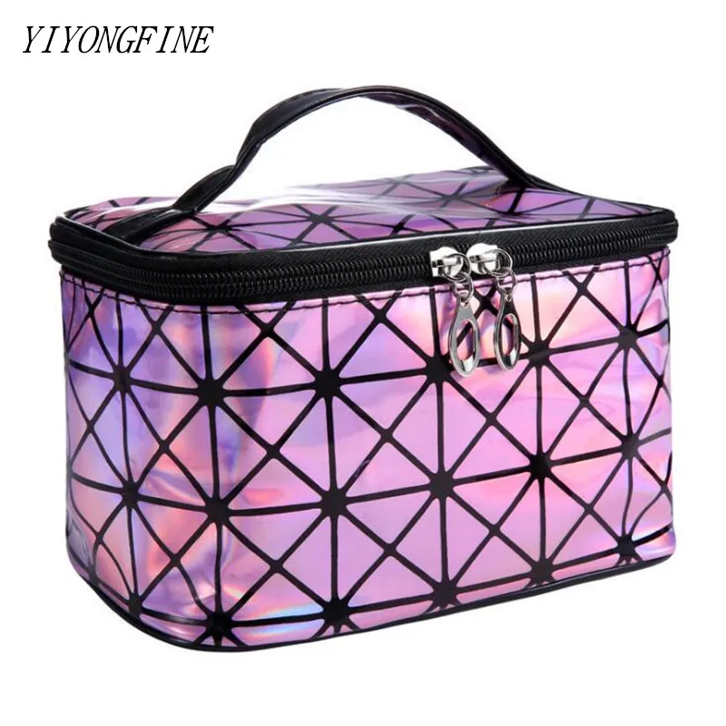 Bolsa de maquiagem de lantejoulas feminina bolsa de maquiagem de moda quadrado viagem portátil saco de produtos de higiene pessoal de armazenamento