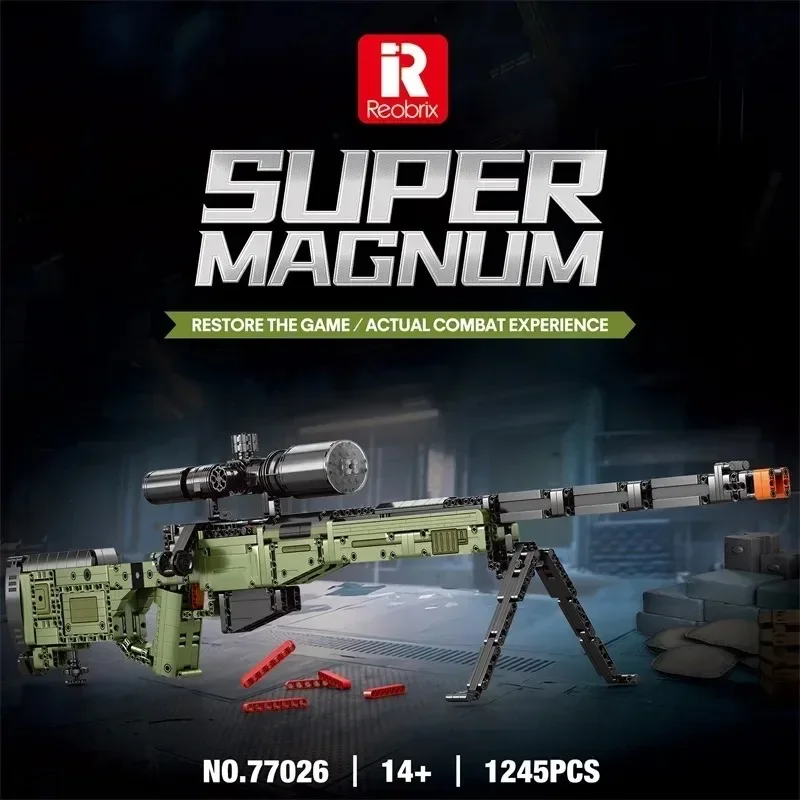1245PCS AWM Sniper Rifle model building blocks brick particles Military Weapons Children's Holiday Gift Toy Set Compatible Lego