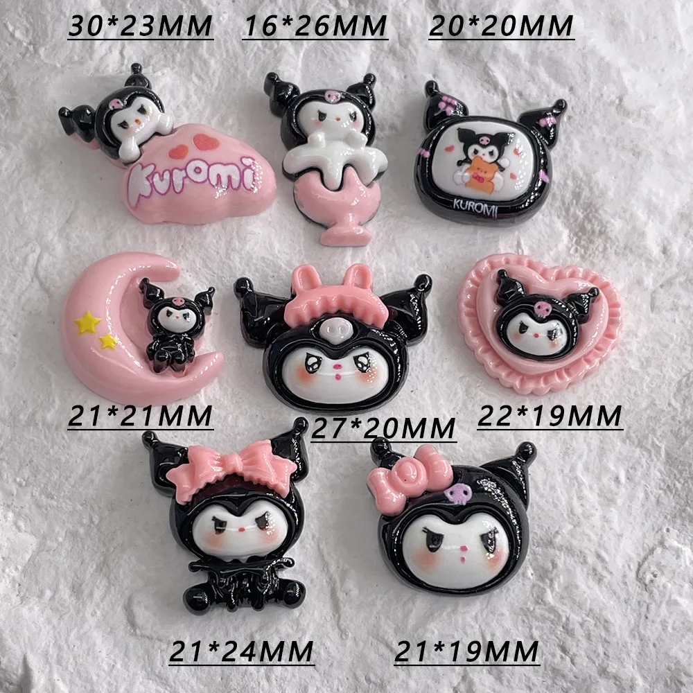 5pcs New Black Mimi 8-piece Cartoon kuromi sanrio Resin flatback Jewelry Accessories DIY resin charms for scrapbooking supplies