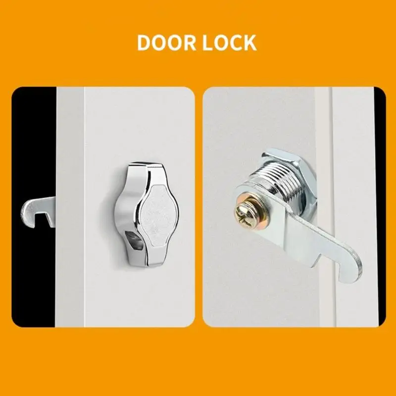 652F Reflective Silver Thumb-Turn Door Lock, 3 Pack with Curved Levers and Metal Construction for Storage Compartments and