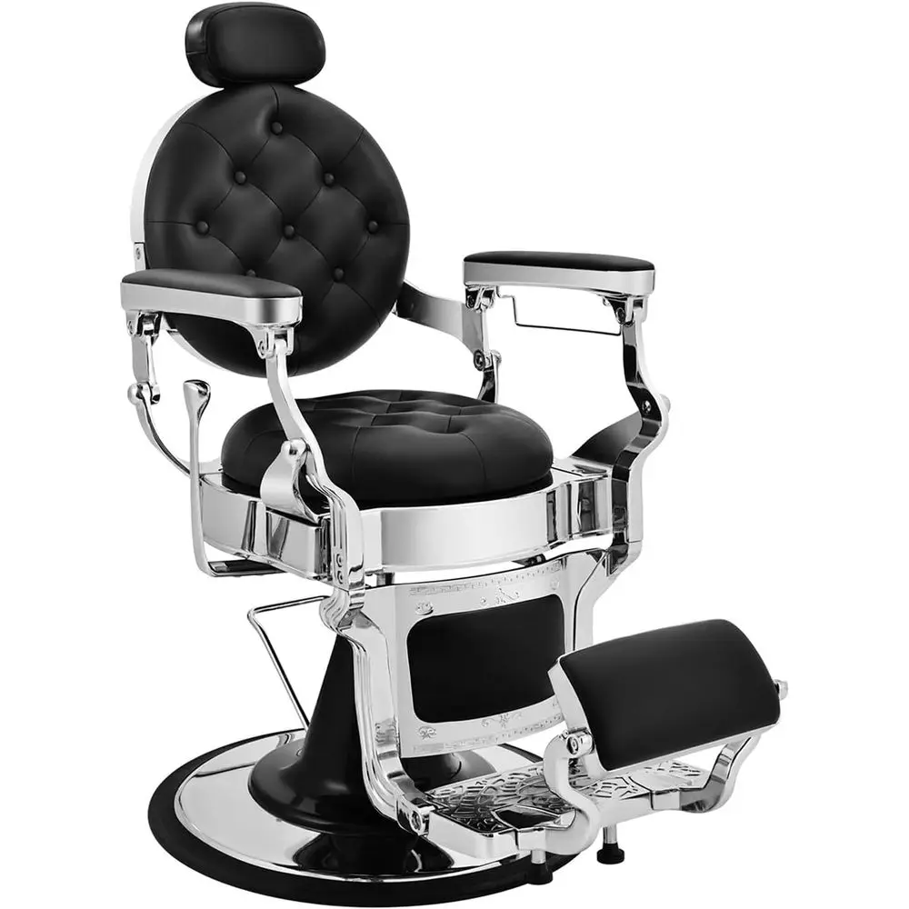 

Sturdy Barber Chairs for Salons, Reclining Stylist Seats, Black Beauty Equipment for Hair, Shampoo, Tattoo, Pedicure