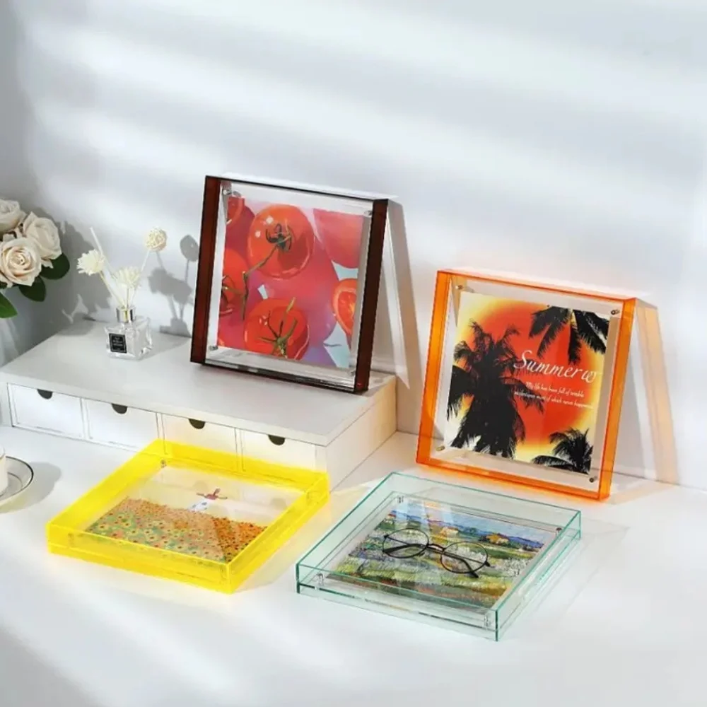 Modern Crystal Clear Acrylic Picture Frame, Lightweight Scratch Resistant Wall Tabletop Display Home Decor Gift