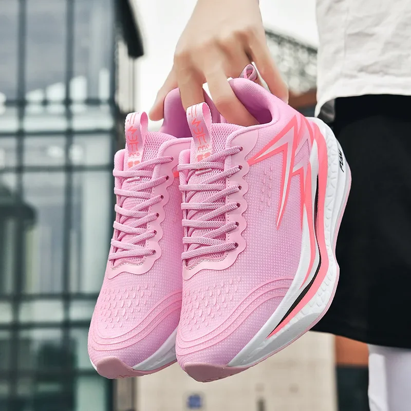 Men Women Carbon Plate Running Shoes Soft Cushion Shock Absorbing Sports Shoes Unisex Sneakers Light Anti-Slip Training Shoes