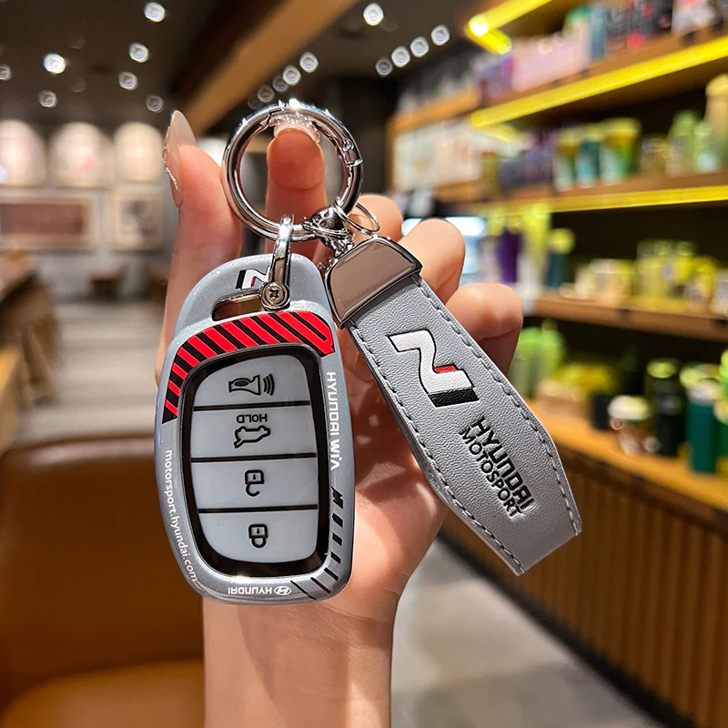 

4Buttons Racing Style Car Key Case Cover Shell For For Hyundai Creta Ix35 Ix45 I10 I30 I40 Tucson Santa Fe Rena Sonata Elantra