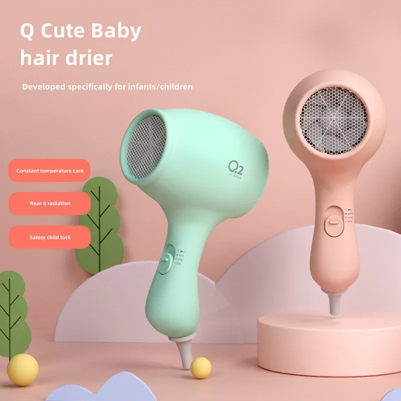 New Q2 Children\'s Hair Dryer Silent Constant Temperature Negative Ion Safe Automatic Locking Hair Dryer for Professional Childre