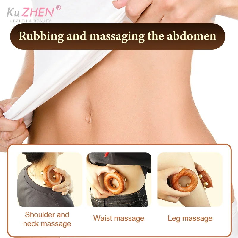 真鍮と木製のフェイシャルリフティングマッサージャー、刮痧、経絡頭皮コーム、トリガーポイントリンパドレナージュ、セルライトマッサージブラシ