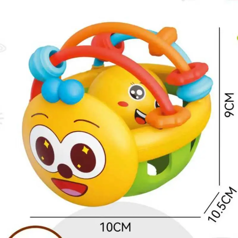 1 szt. Miękka zabawka dla dzieci, plastikowy dzwonek dla niemowląt 0-1 rok, gryzak i zabawka do chwytania, dzwonek w kształcie kuli, mobil na łóżeczko z napędem ręcznym.
