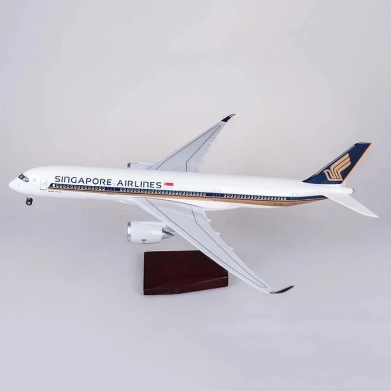 

47 см Singapore Airlines A350 модель самолета в масштабе 1:142, литой под давлением из смолы со светодиодными фонарями и подставкой для дисплея, сборка подарков