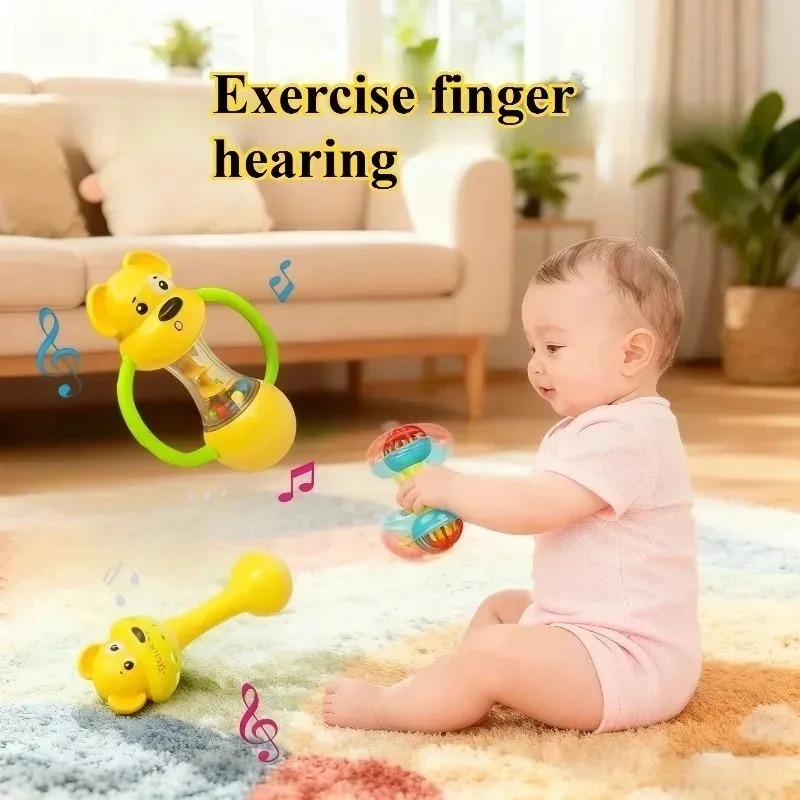 Zabawka dla niemowląt: łóżeczko do potrząsania, puzzle, grzechotka, miękka gumowa zabawka do gryzienia, edukacja sensoryczna, chwytanie, młotek z piaskiem dla niemowląt, trening słuchowy.