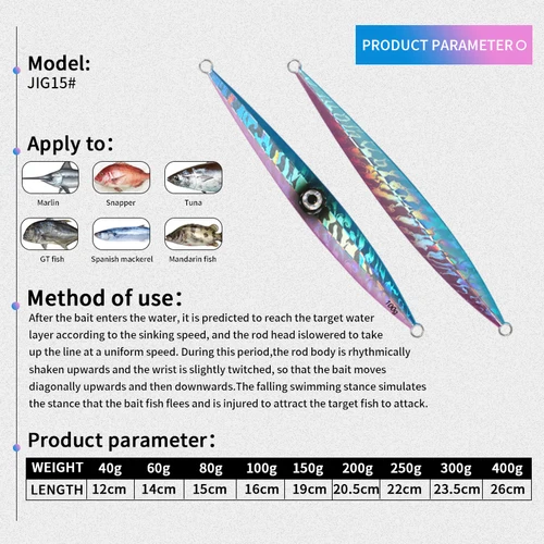 Imagen 2 del producto TEASER-señuelo de Jigging de hundimiento lento para pesca de lubina, cebo de agua salada, carpa, trucha, pesca, anzuelo de asistencia, 60g-500g