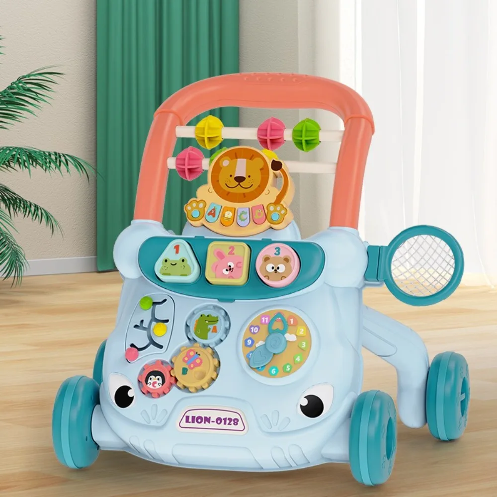 

Cartoon Baby Walker Trolley Anti Rollover Music Lights Walking Toy Sliding Multiple Activities Musical Baby Push Walker Gift