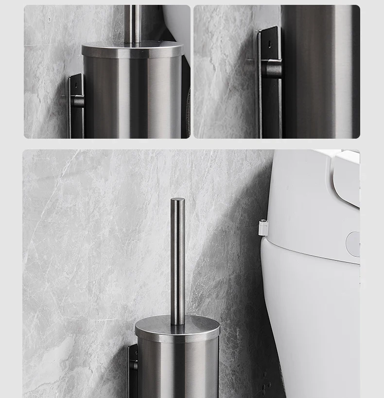 Toilet Brush High Quality Wall Mounted 304 Stainless Steel Cleaning Tools No Drill Bathroom Accessories WB8713