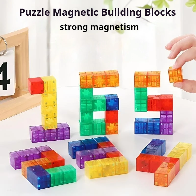 Geometrische magneetkubus bouwsteen Interactief magnetisch speelgoed voor kinderen Cijferblokken STEM Leren Doorschijnende Montessori-puzzel