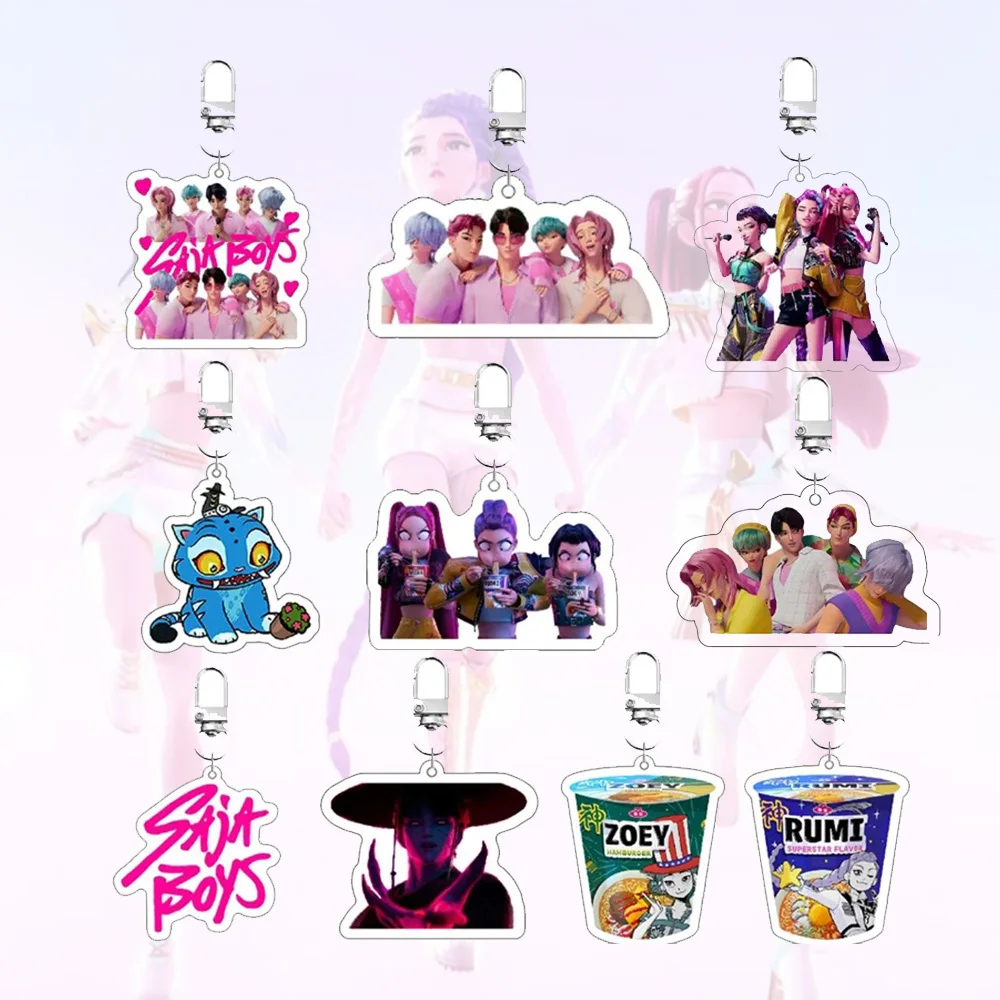 Kpop Demon Hunters Huntrix Saja Boys Keychains for Accessories Jewelry Rumi Zoey Jinu Mira Sold My Soul Keyrings Fans Gifts