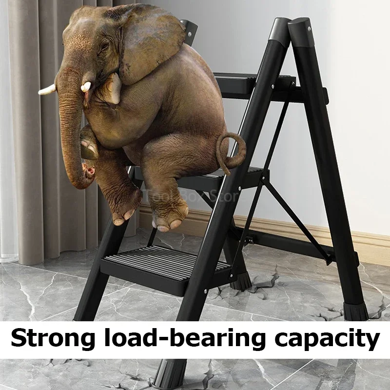 Ladder Folding Ladder for Home 2/3 Step Carbon Steel Step Stool Storage Rack Anti-slip Herringbone Ladders Indoor Folding Stairs