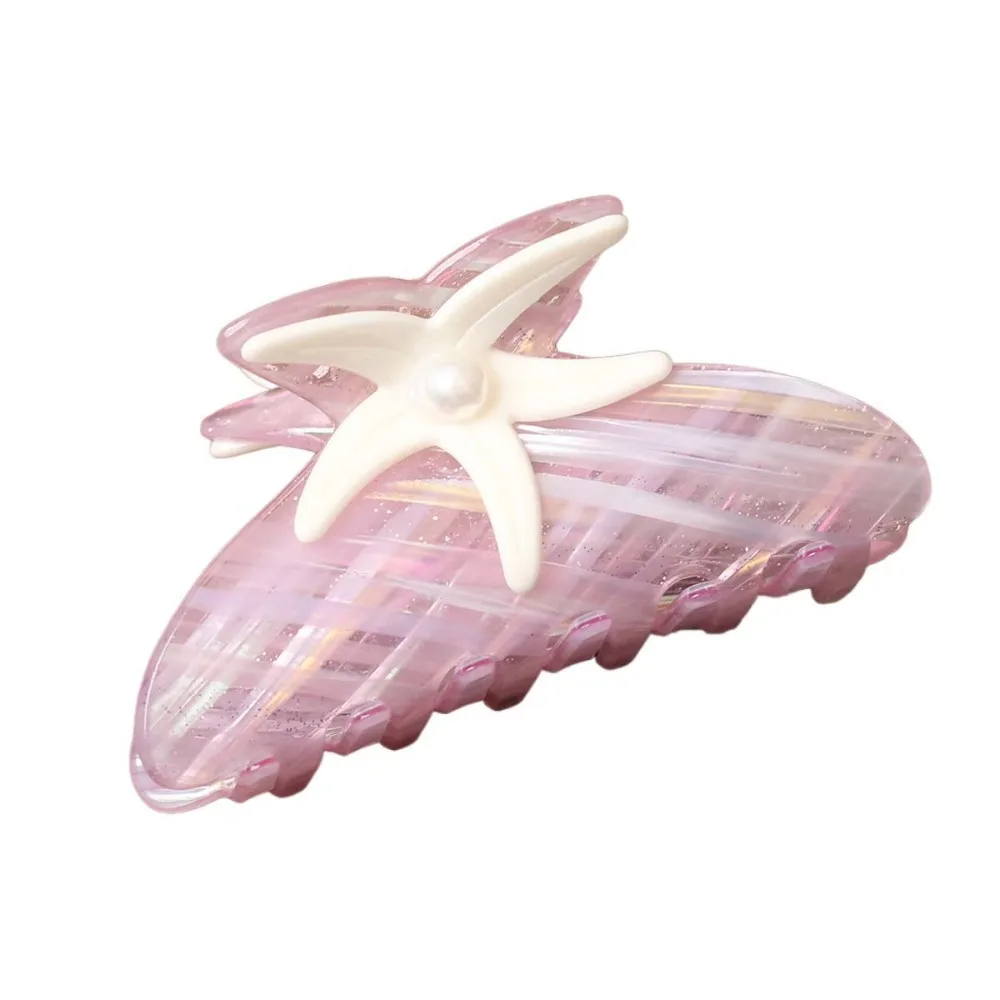 

Милая большая заколка-зажим для волос в виде морской звезды, разноцветная заколка-акула, заколка-краб с жемчугом, акриловый зажим-акула для прически, уличный стиль