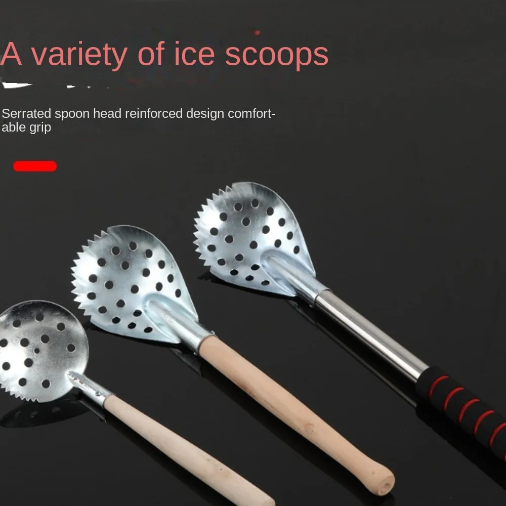 

With Long Handle Ice Scoop Skimmer Stainless Steel Portable Winter Fishing Scoop Effortless Comfortable Ice Fishing Strainer