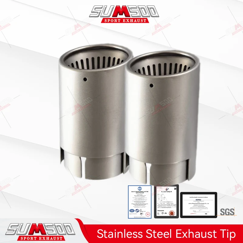 Genuine SUMSOO 1 PC Matte 304 Stainless Steel Strip-type Hole Car Muffler For Auto Modified System Pipe Universal Exhaust Tip