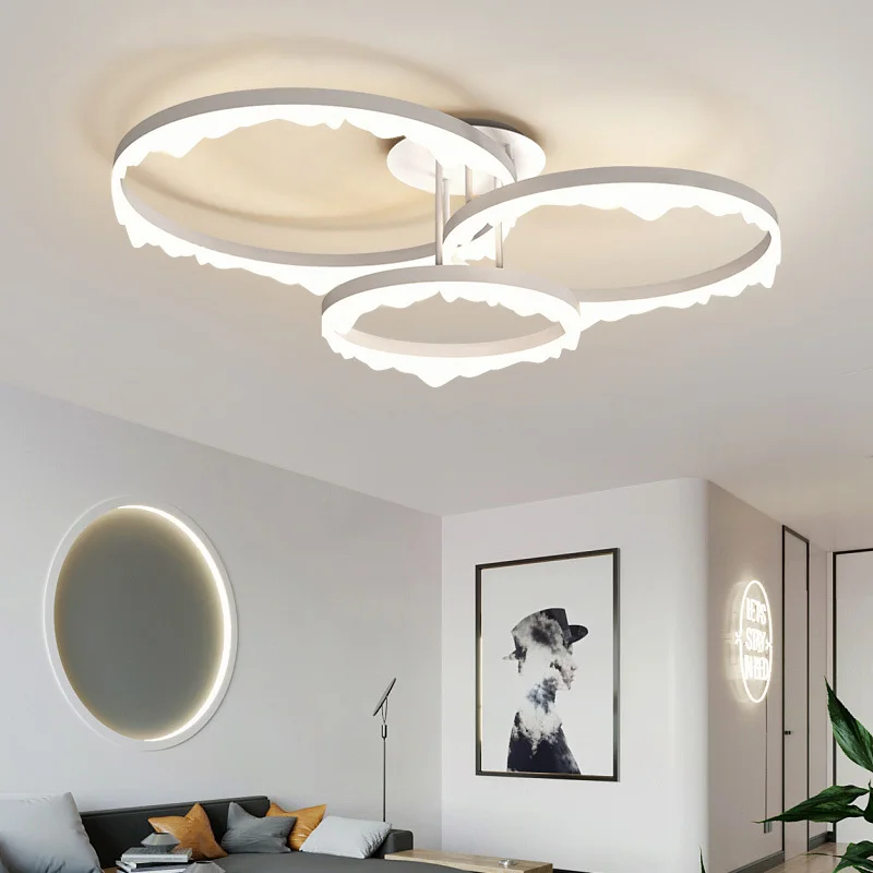 Modern Minimalist Led Chandeliers Living Room Bedroom Study Room Ring-shaped Ceiling Lamp White Home Indoor Lighting Decor Lamps