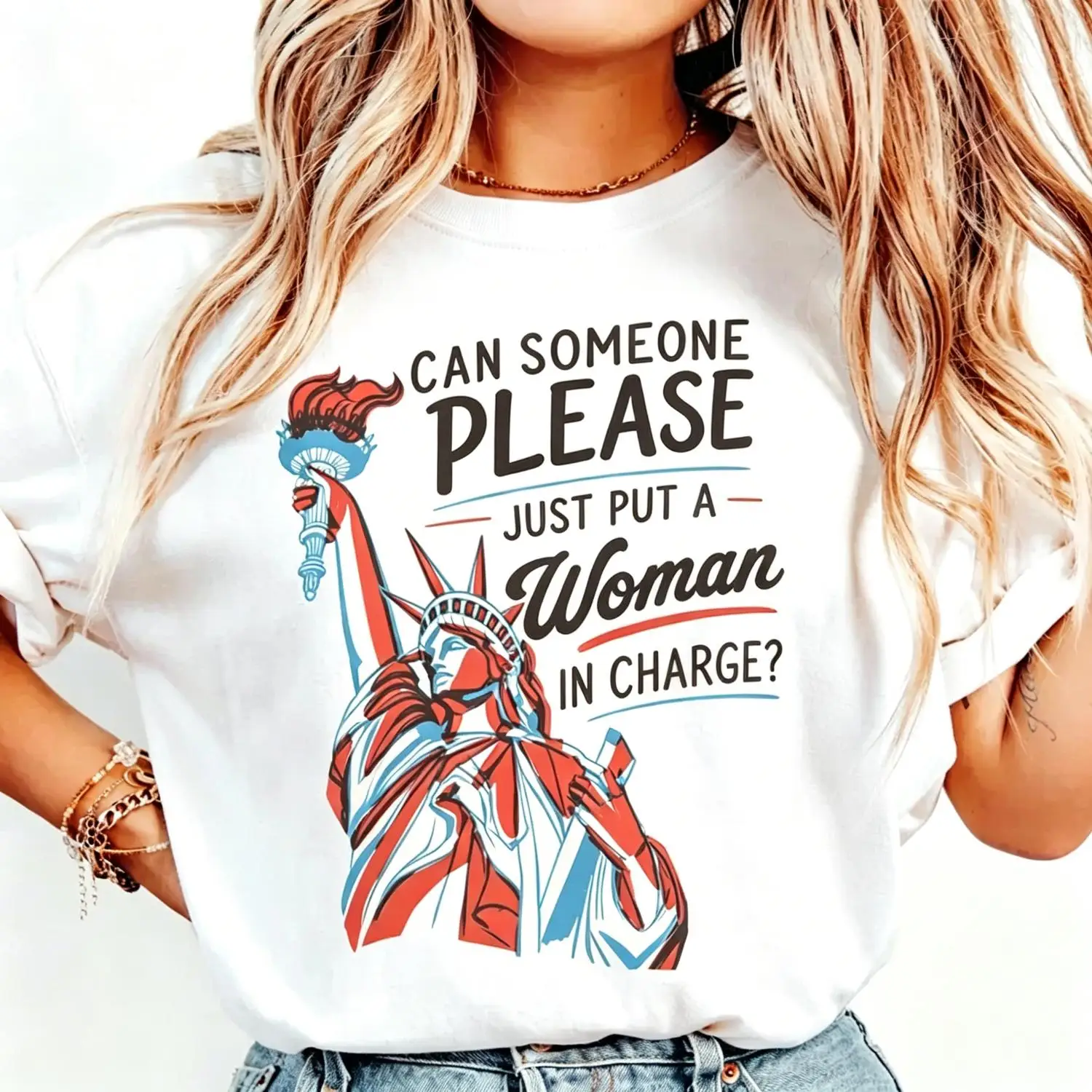 Feminist 4th of July Cotton T-shirt 250th Anniversary America 250 Tee Liberal Patriotic Vintage Gift for Birthday Christmas Halloween