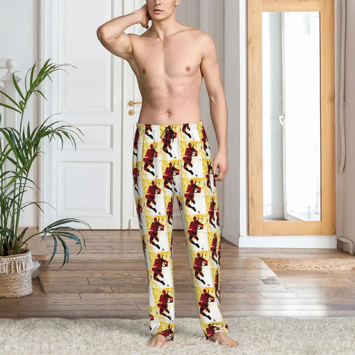 Pantalon de pyjama Deadpool personnalisé, vêtements de nuit super humains pour hommes, bas de sommeil extensible avec poches