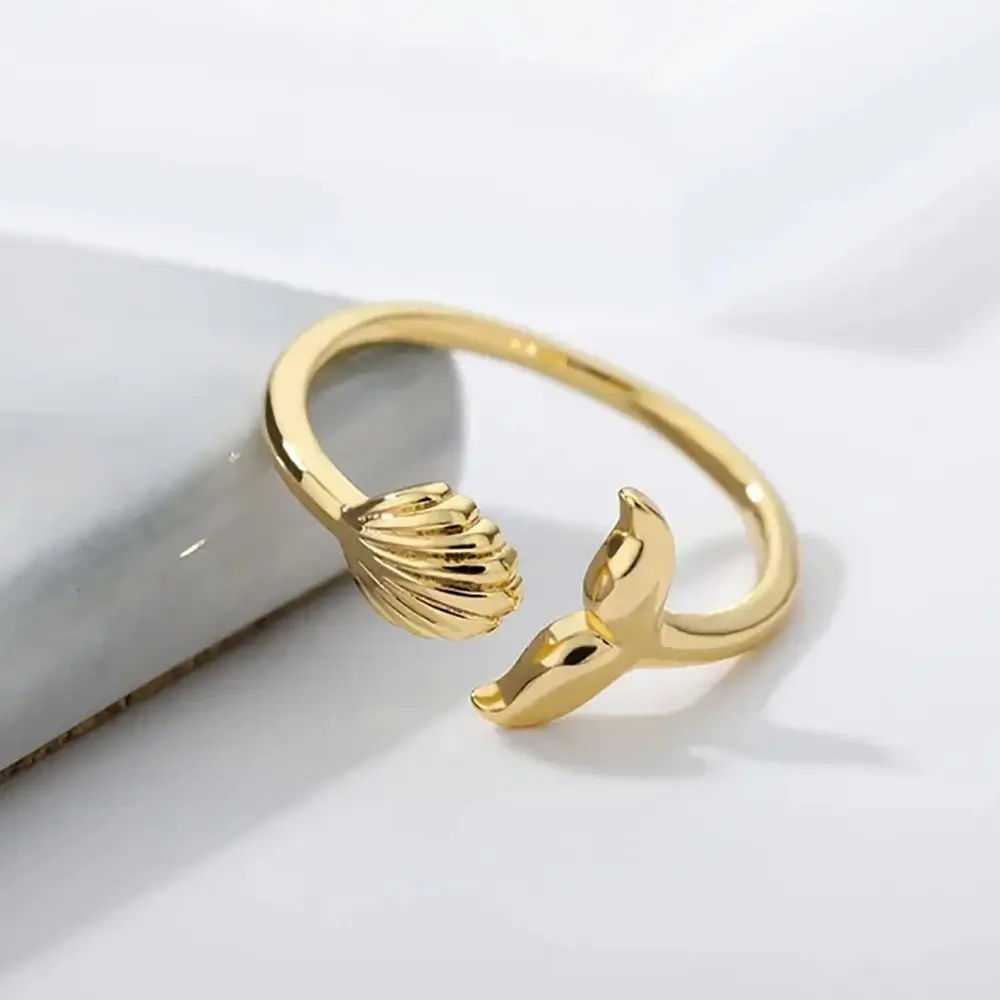 Fashion Shell Rings For Women Gold Color Stainless Steel Beach Shell Adjustable Ring Summer Aesthetic Jewelry Gift Accessories
