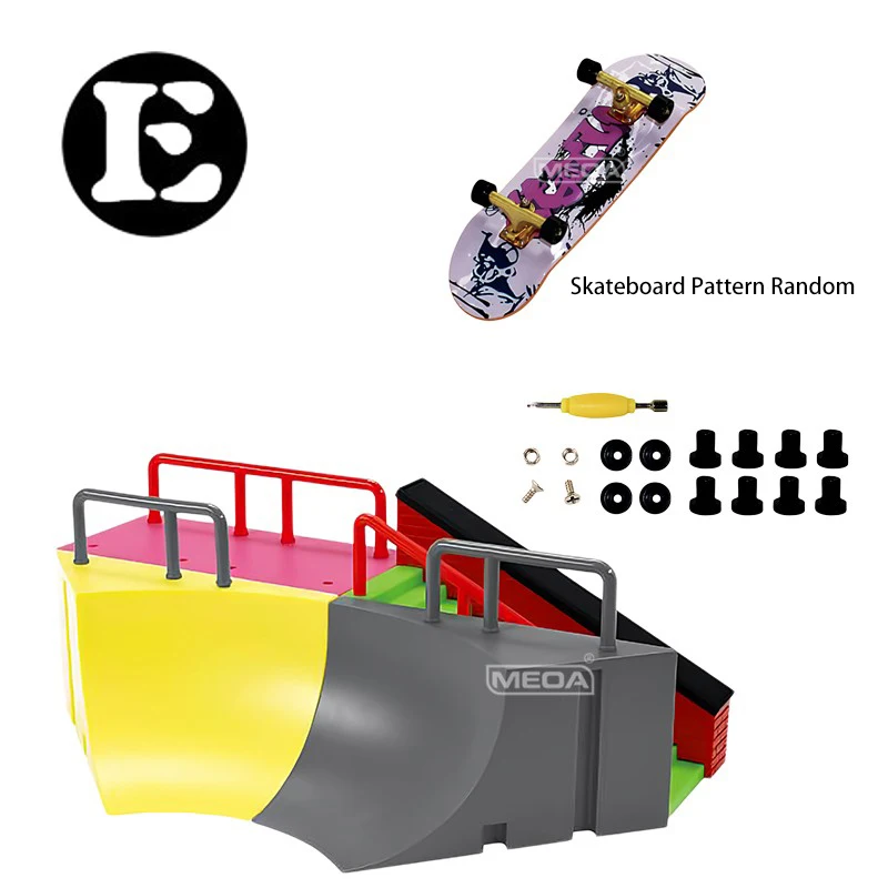 Skateboard con dita colorate a forma di bacino Fai da te Skate Park Ramp Venue Giocattoli combinati compatibili con le dimensioni di skateboard TECHDECK