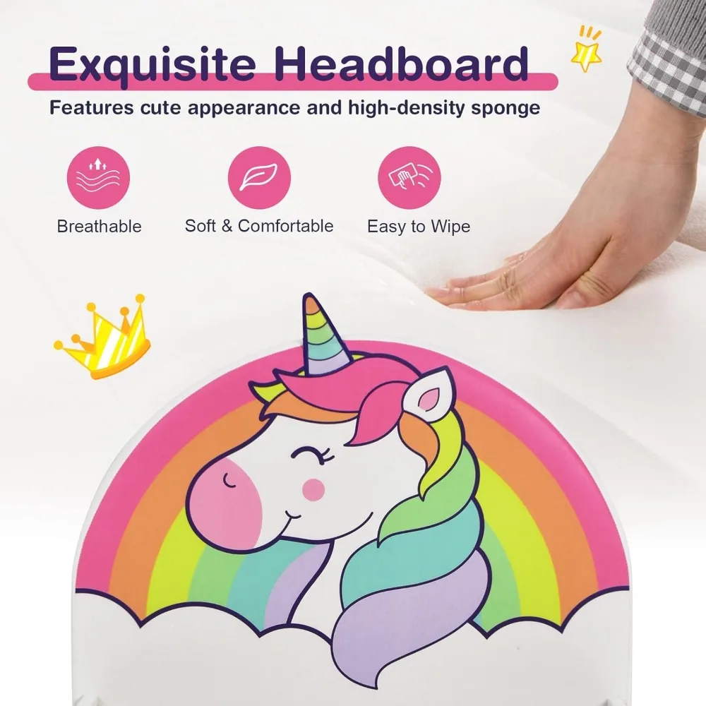 إطار سرير مزدوج خشبي للأطفال مع لوح أمامي ودعم شريحة للأطفال الصغار، لا حاجة إلى صندوق زنبركي #4