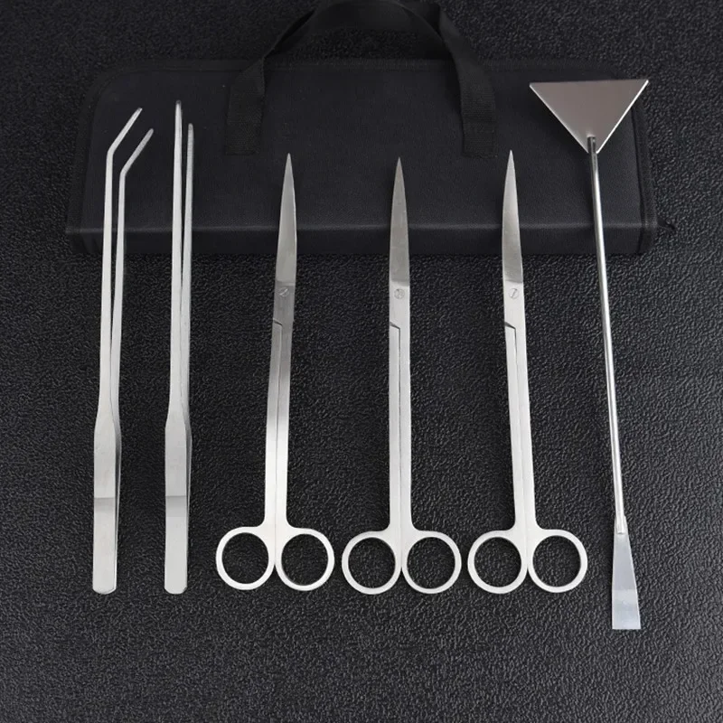 Aquarium Scissor Tweezer Tools Fish Tank Plants Wave Scissors Grass Stainless Cleaning Tools Storage Holder Aquarium Accessories