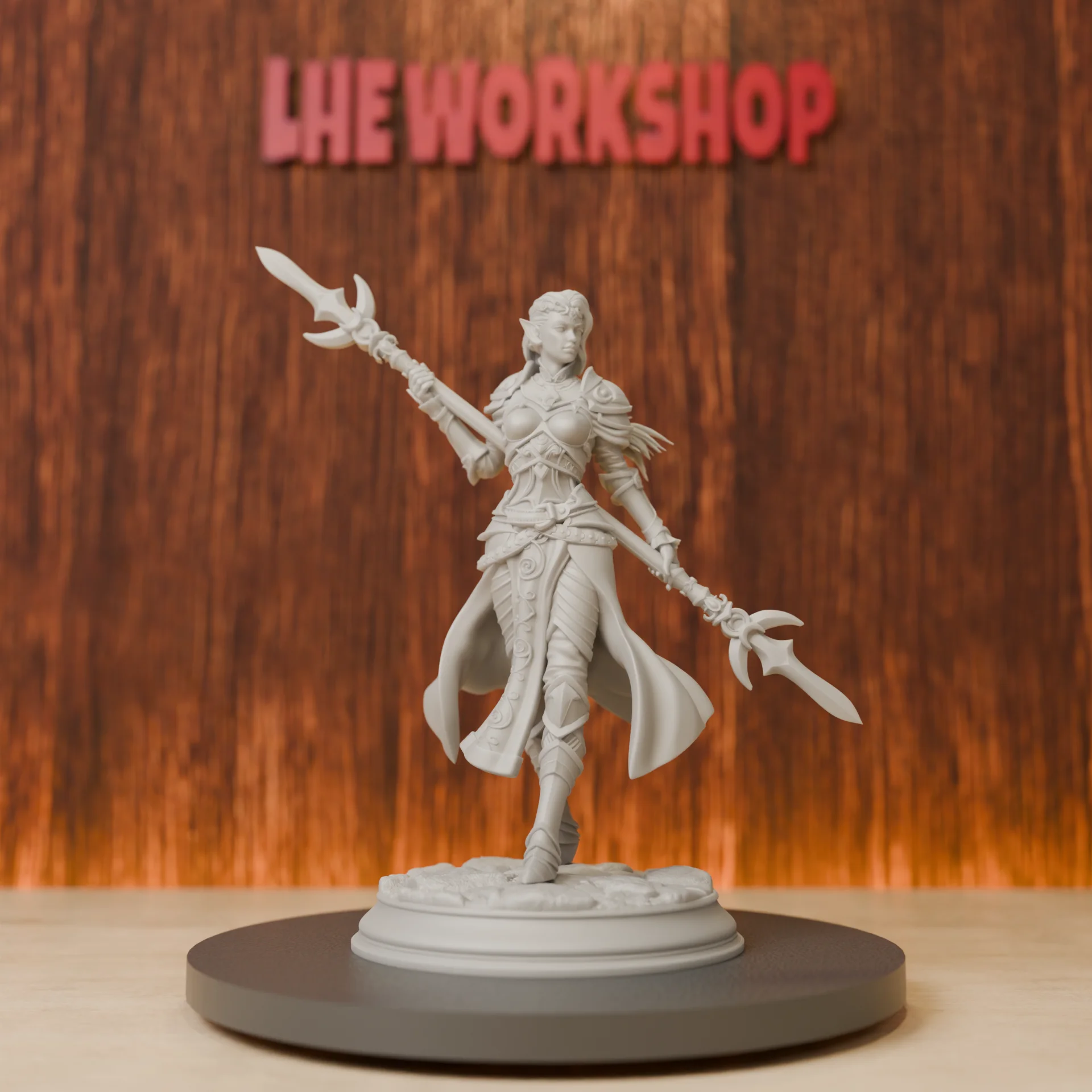 Drow Paladin of the Crescent Moon Miniatures | 28mm-75mm | Resin 3D Printed DND Pathfinder Mini | Unpainted Grey