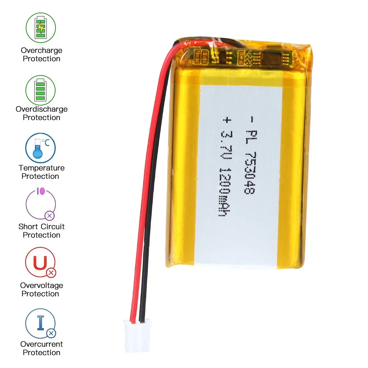 Batería Lipo recargable 3,7 V 1200mAh 753048