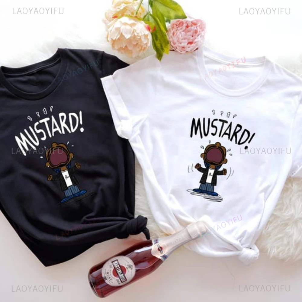 Kendrick Lamar MUSTARD Meme Shirt New Viral GNX Album Reference Tops Hip Hop Music Graphic Tees Mustard Lamar Short-sleeve