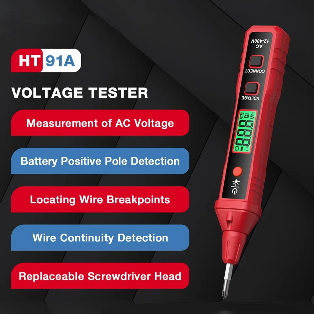 

HABOTEST HT91A Pen Voltage Tester AC 12-400V Measurement AC Voltage Line Continuity Detection AC Voltage Electrician Tester