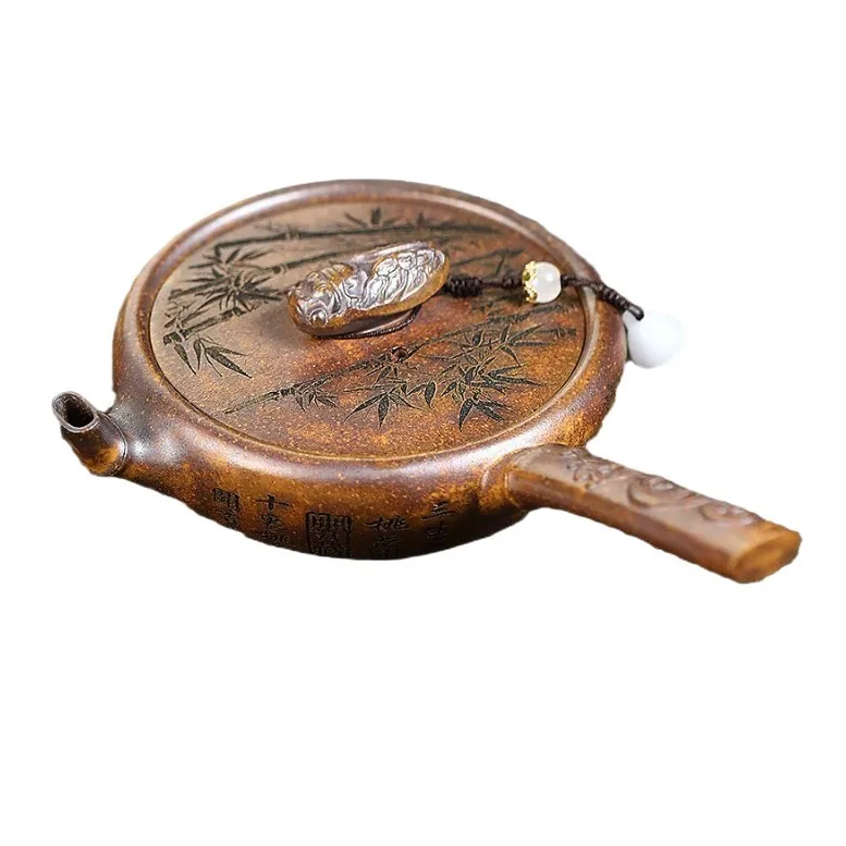 Zisha pot handmade raw ore keel gold sand contentment Tang Yu tea pot