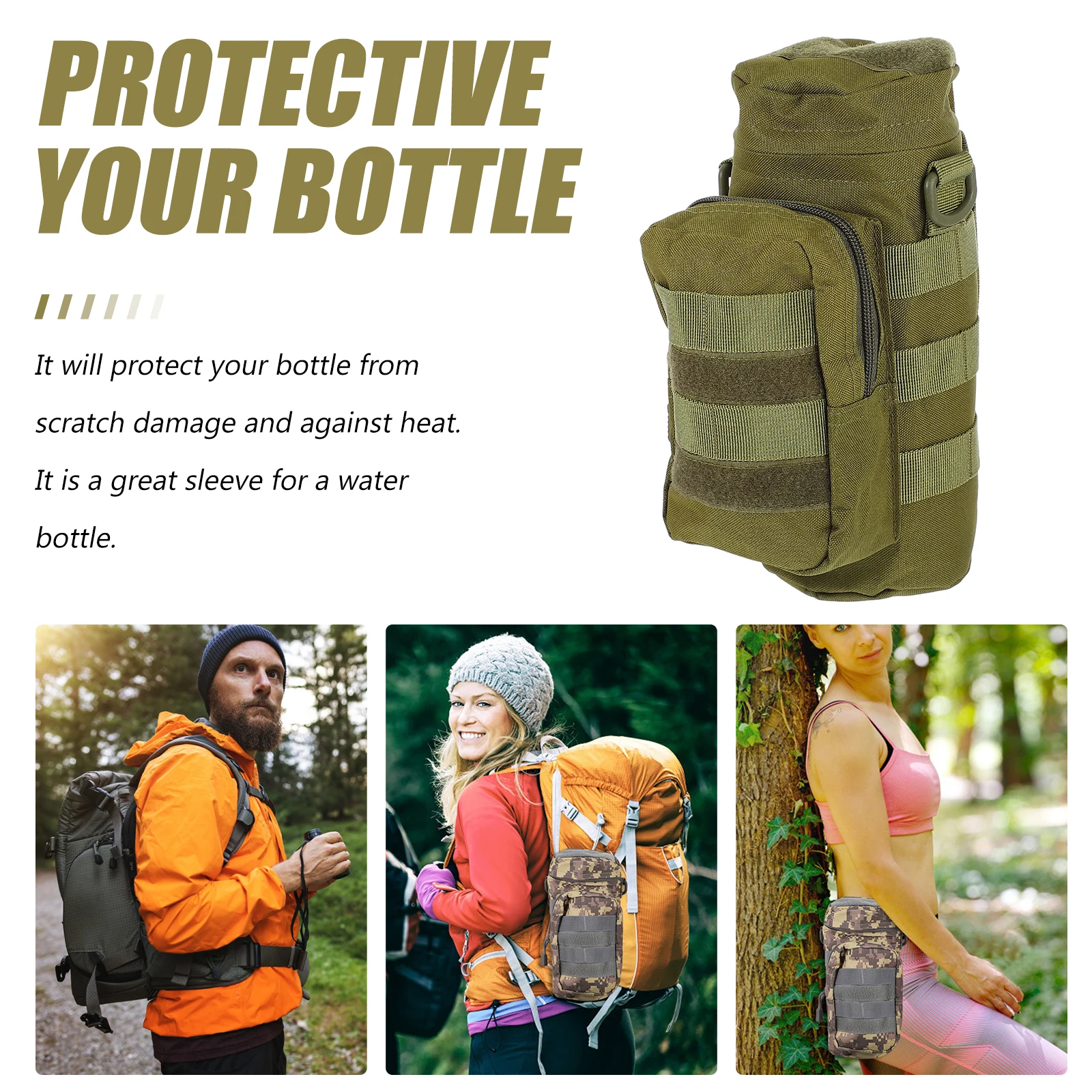 

Water Bottle Bag Portable Holder Insulated Cover Camping Hiking Nylon Pouch Lightweight Storage Travel Carrier Bottle Sleeve