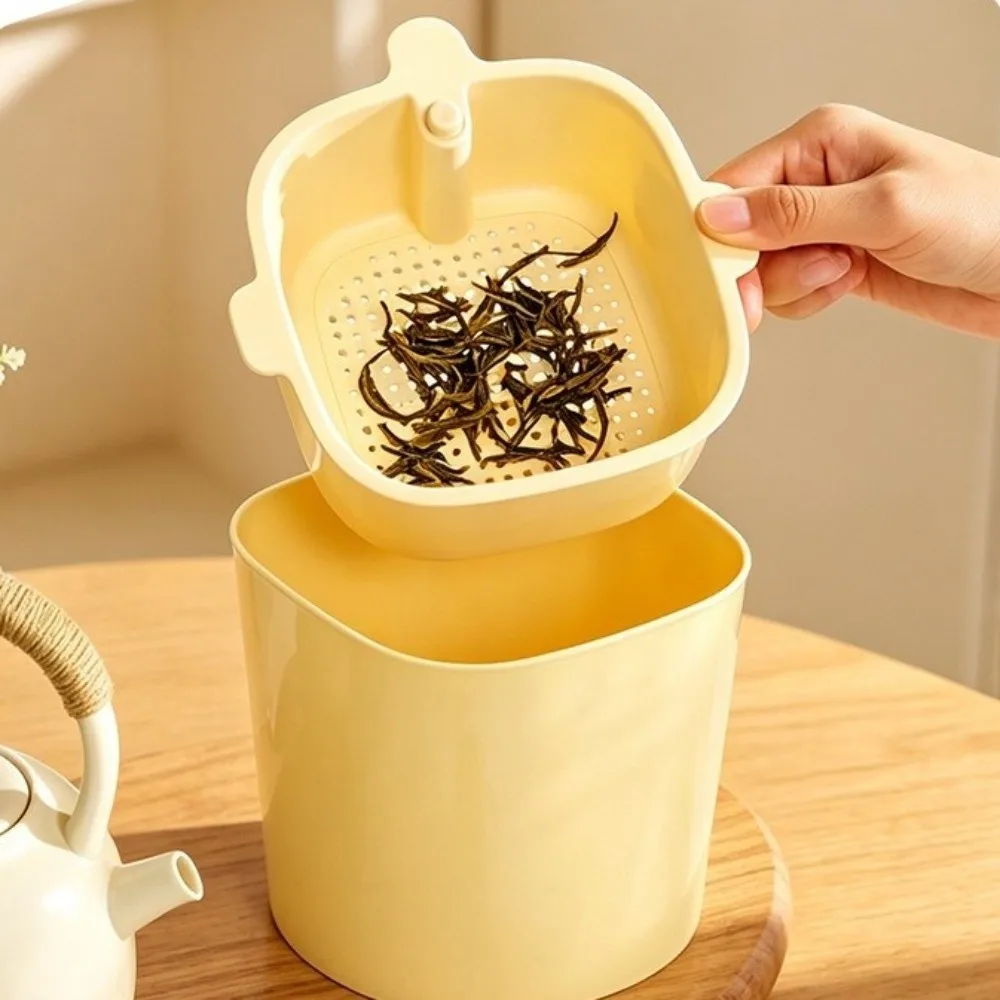 Detachable Draining Basket Garbage Can Pressable Plastic Countertop Waste Bin Sturdy Two-Tier Draining Basket Tea Dregs Disposal