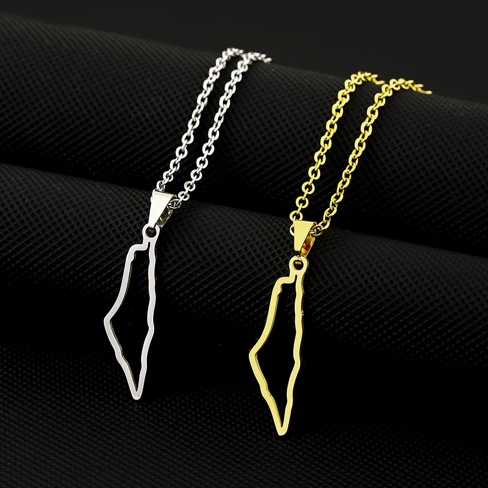 hot-selling Israel and Palestine hollow map necklace men and women couples fashion Yiwu accessories new products