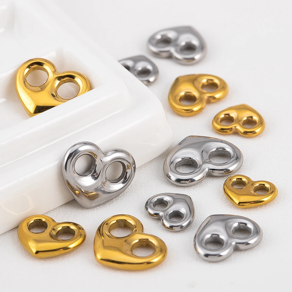 5 قطعة 304 الفولاذ المقاوم للصدأ ثقبين القلب قلادة الحد الأدنى سوار ذاتي الصنع قلادة العثور على تنوعا الملابس تقليم الزينة
