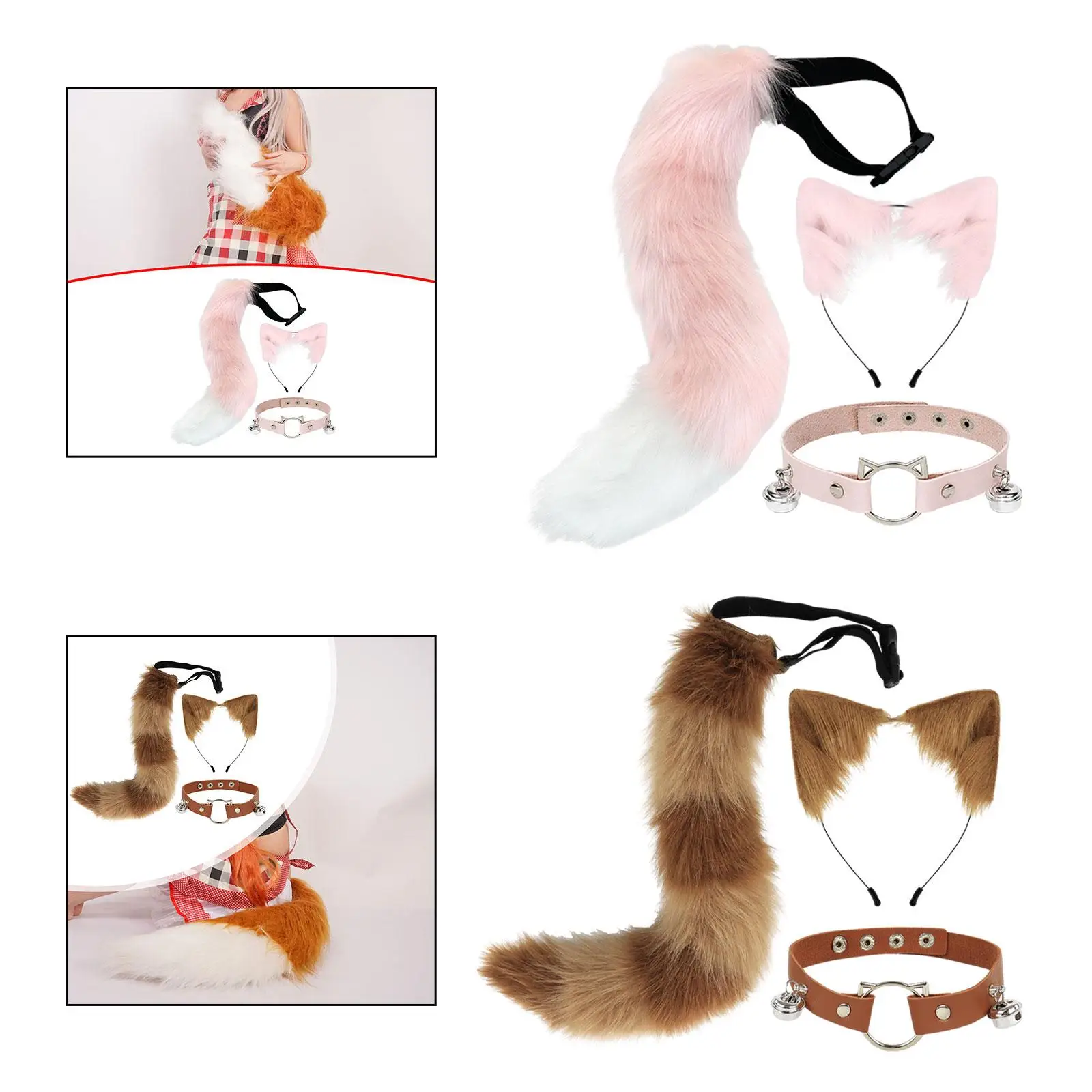 Oren, halsband en staartset, haarband, nieuwigheid, dames, meisjes, cosplay voor feest, podiumvoorstelling, viering, verjaardagscadeau, carnaval