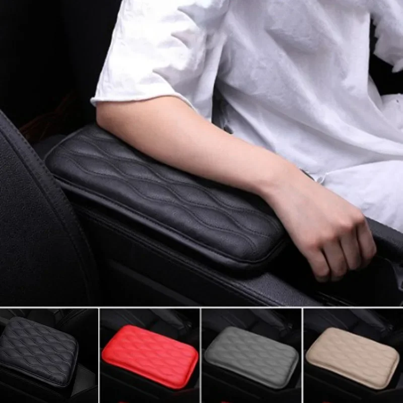 

Wave Embroider PU Leather Car Armrest Mat Center Console Arm Rest Protection Cushion Auto Armrests Storage Box Anti-wear Pad