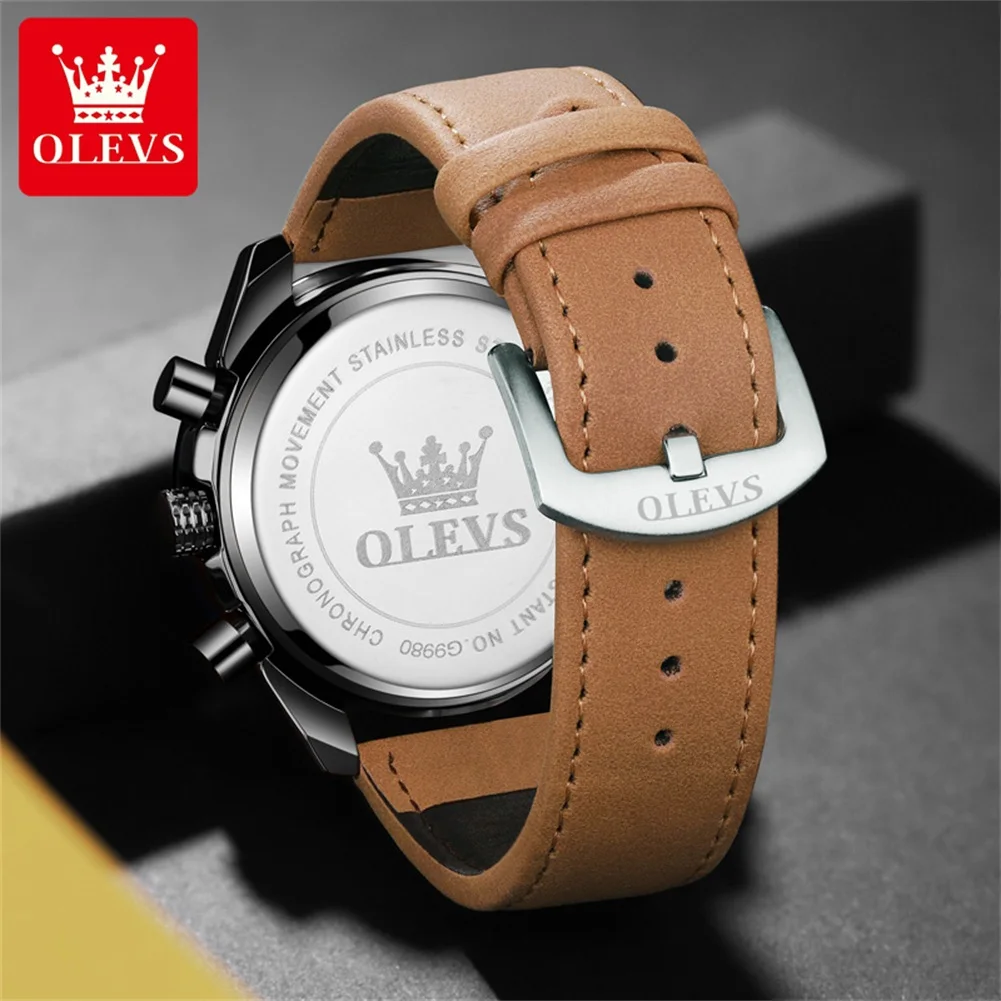 OLEVS Brand Watch Multifunctional Waterproof Quartz Watch for Men 9980