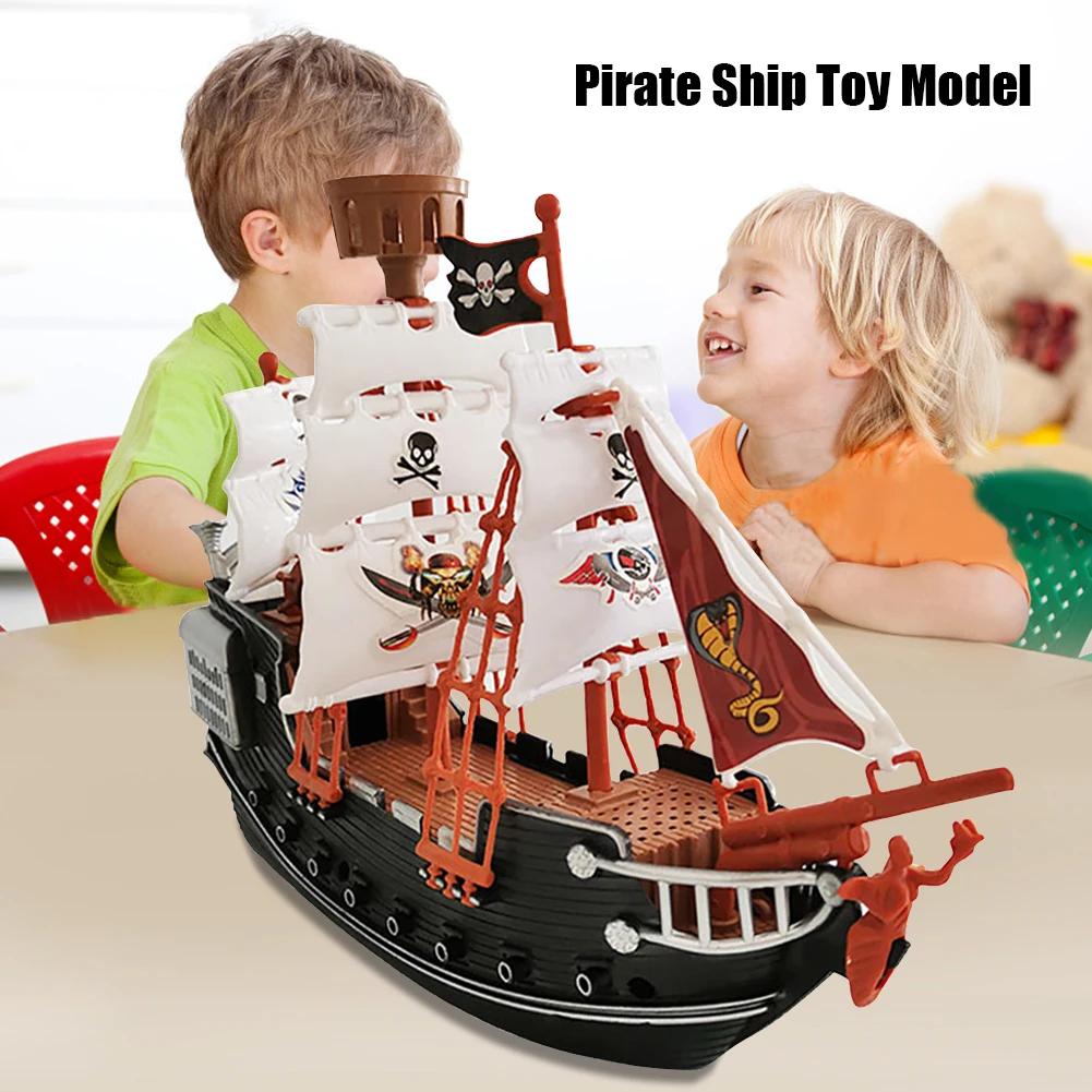 10in Pirates Ship Exquisite Craftsmanship Unique Boats Model Special Gift Ship Model Toy Scene Decor Prop for Home Kindergarten