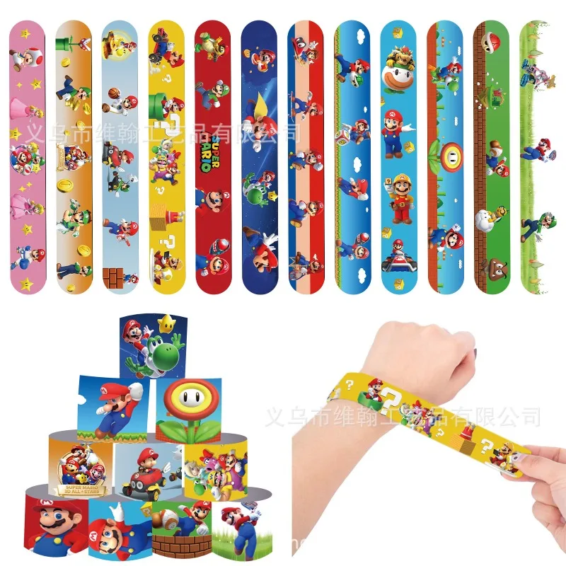 Mario Bros Clap Ring Bracelet Anime Super Mario Children's Bracelets Educational Toys Kids Birthday Party Supplies Gift