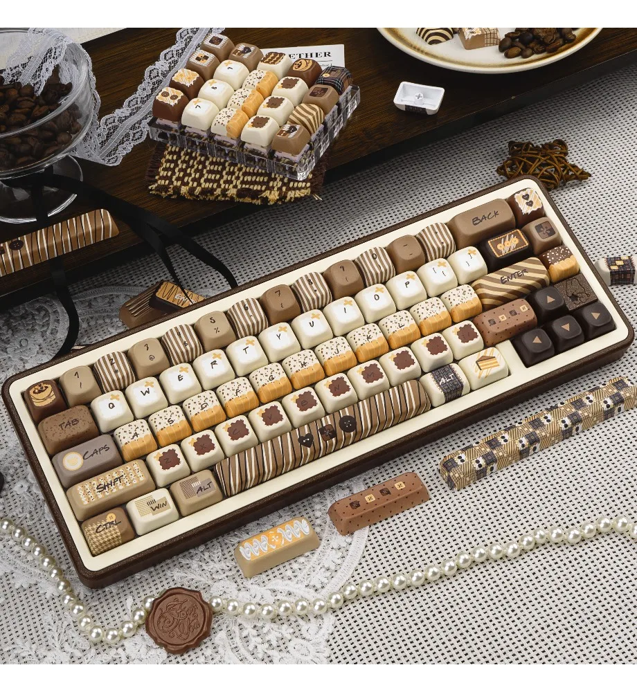 

Tiramisu keycaps Original height PBT five-sided sublimation Customized mechanical keyboard keycaps Personality