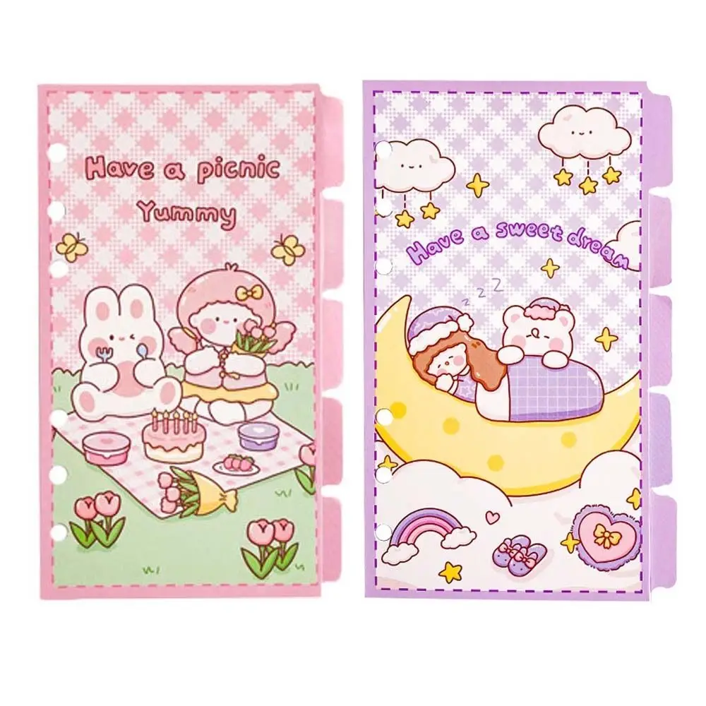 5pcs Rabit A6 Loose Leaf Refill Paper Cartoon 6-hole Inner Refill Spiral Binder Paper Bear Indexing Cards