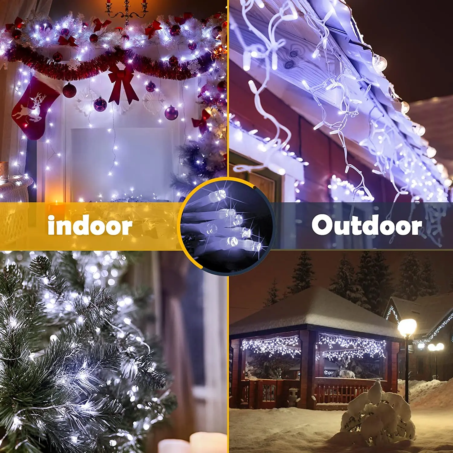 Cadena de luces Led de carámbano, guirnalda de calle en la casa, 8 modos, luces de Navidad al aire libre, decoración de Navidad de Año Nuevo, 4m, 20m