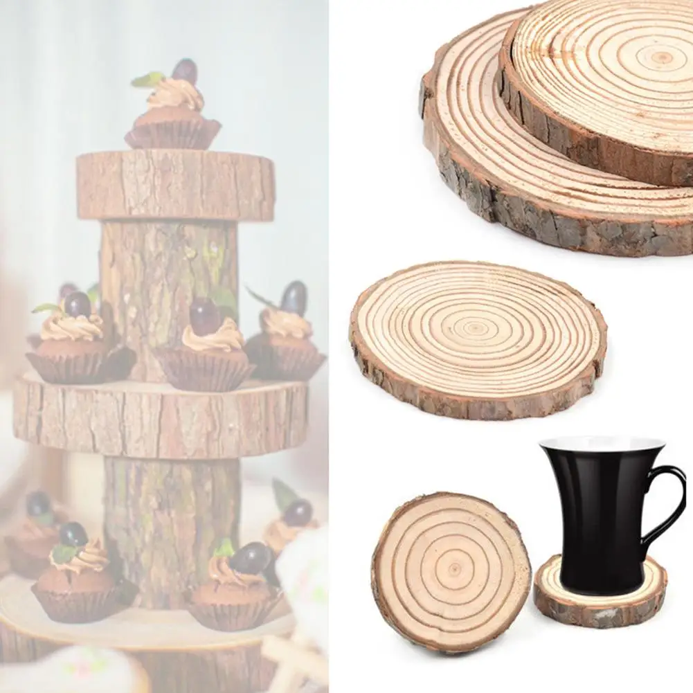 Natural Round Wooden Slice Cup Mat Coaster Tea Coffee Mug Drinks Holder for DIY Tableware Decor Durable Kitchen Decor Home